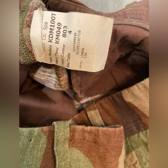 Michael Kors 100% Linen Camo Mini Skirt Y2K Zip Unlined Pleated Front Size 4 - Picture 10 of 11